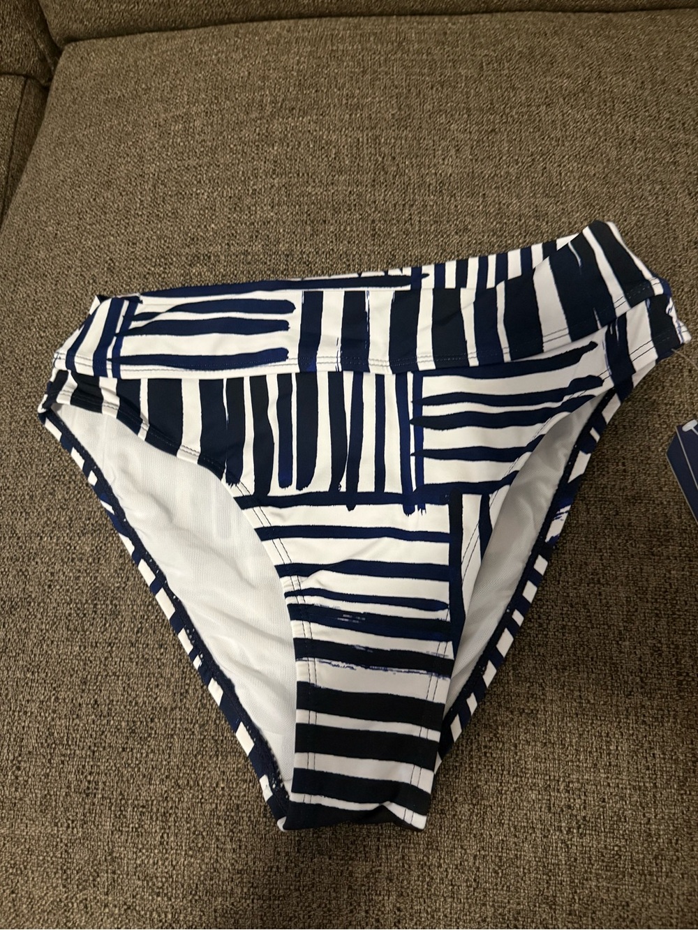 Nautica Navy and White Striped Bikini Bottoms